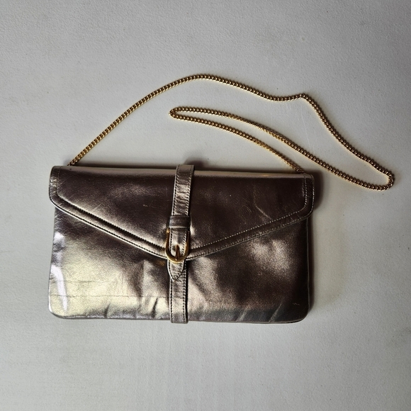 Morris Moskowitz Vintage Gold Metallic Chain Strap Evening Shoulder Bag/Clutch - Picture 1 of 8